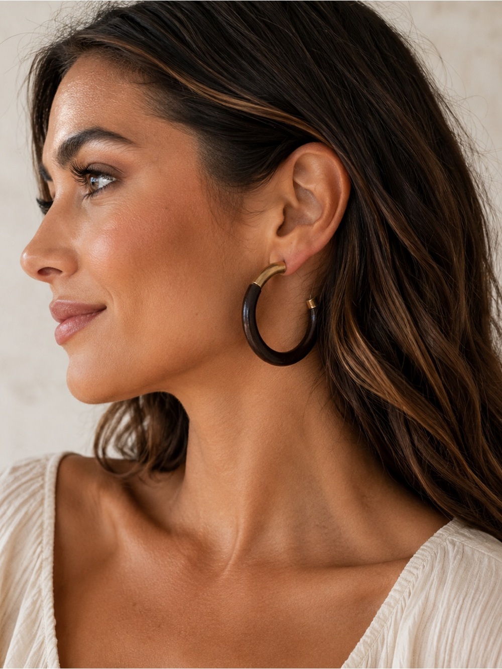 Wooden Hoop Earrings Matte Gold Hardware – Chico’s